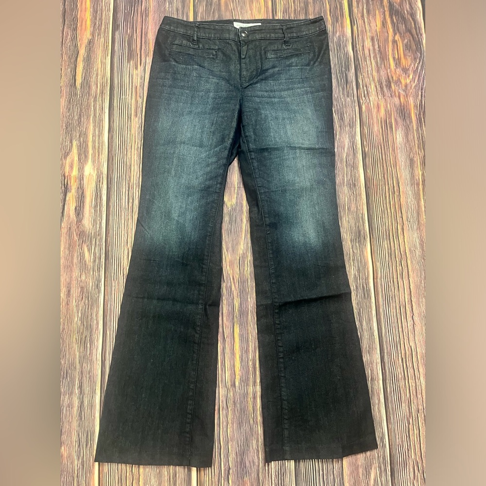 Chicos Platinum Womens size‎ 0.5 Dark Wash Trouser Flare Denim Jeans
